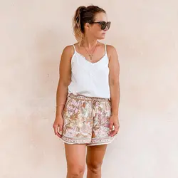 Jastie эластичные шорты с высокой талией для женщин Повседневное пляжные шорты для шорты в стиле бохо женские свободные летние короткие