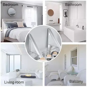 

Folding Clothes Hanger Adjustable Drying Rack Retractable Coat Hanger Home Storage Organiser Instant Closet, Wall Mounted with