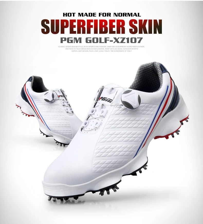 PGM гольф непромокаемые спортивные кроссовки широкая подошва вращающаяся обувь Нескользящая обувь из микрофибры мужские XZ107
