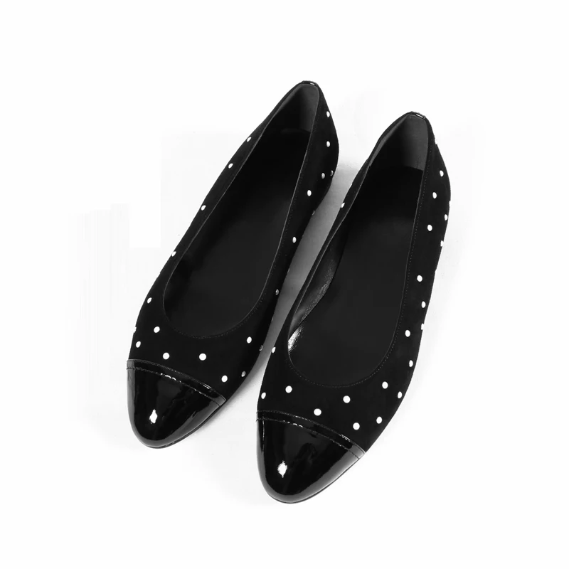 

Eunice Choo 2018 Summer Ballet Flats Leather Shoes Round Toe Solid Genuine Leather Shallow Career Kid Suede Fashion Party Flats