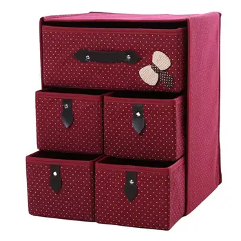 

Non-woven Three Layer Five Drawer Classified Storage Box Container Organizer