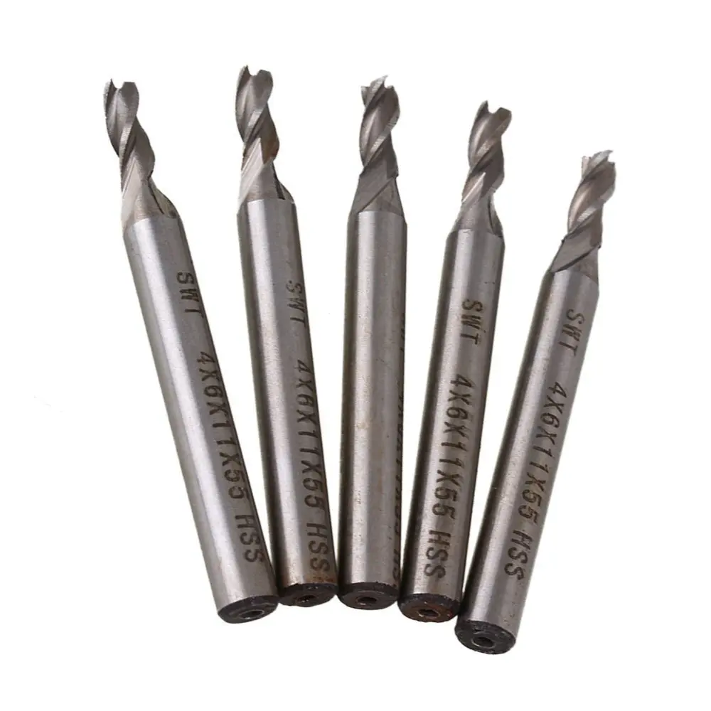Solid Carbide High Speed HSS 3 Flutes Straight Shank Milling Cutter End Mill with 4mm Cutting