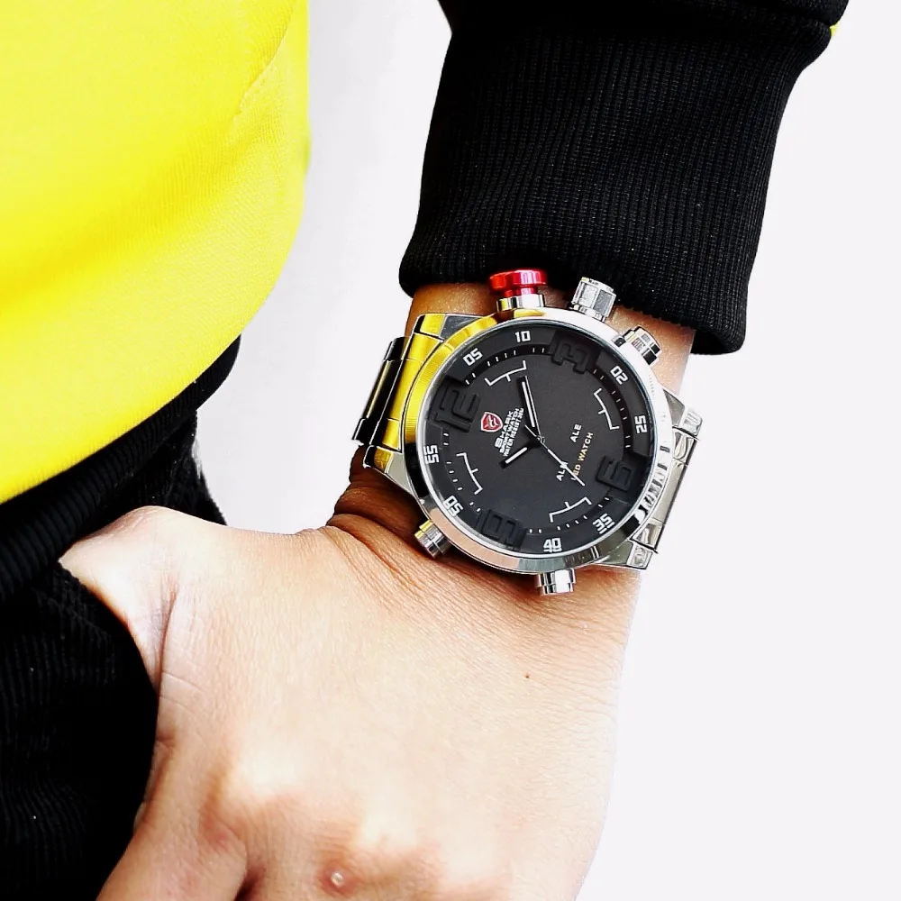 Gulper SHARK Sport Watch Brand Mens Black Luxury Full Steel Band Digital Calendar Wristwatches Quartz Relogio Masculino /SH103 Gulper SHARK Sport Watch Brand Mens Black Luxury Full Steel Band Digital Calendar Wristwatches Quartz Relogio Masculino /SH103