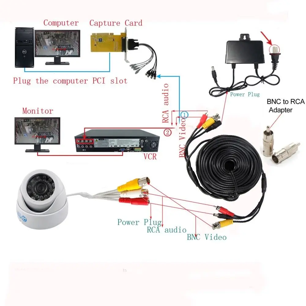 100ft CCTV RCA Surveillance Security Camera Wire Cable Audio Video BNC DVR Cord-in Surveillance Cameras from Security & Protection on Aliexpress.com ...