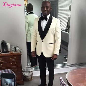 

Linyixun Brand New Groomsmen Shawl Lapel Groom Tuxedos One Buttons Men Suits Wedding/Prom Best Man Blazer
