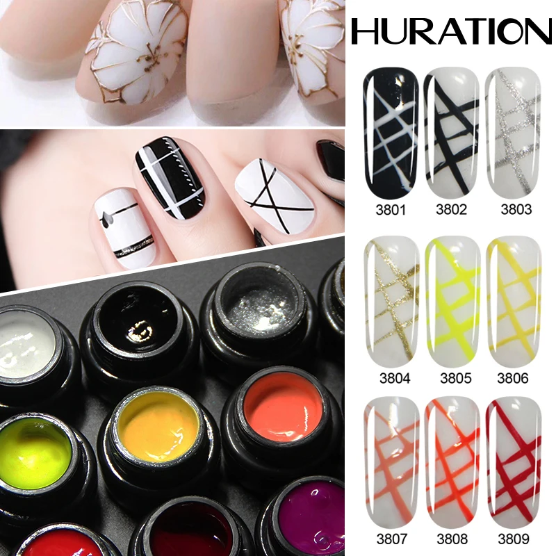 

Huration New Shining Colorful Painted Glue Holographic Cheap Nails Gel Blue Top Spider Nail Art Poly Gel Nail Polish UV LED Lamp
