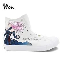 Вэнь обувь на заказ Guilty Crown аниме ручная роспись парусиновые Кроссовки мужские и женские эспадрильи плоские поперечные ремни плимсоллы Zapatillas