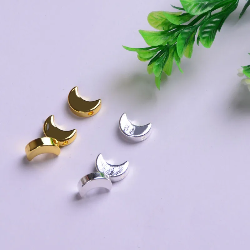 

50pcs/lot alloy Metal Charms for Jewelry DIY Making silver gold moon Beads Spacer Bead for necklace