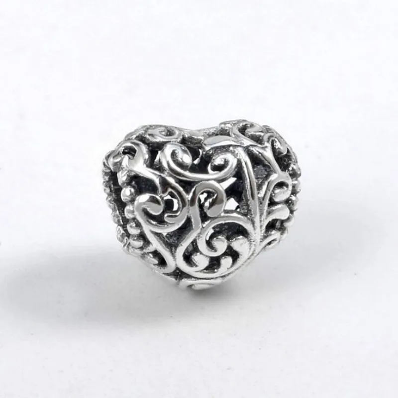 

New 925 Sterling Silver Cutout Heart Shape Beads Accessories Fits Pandora Style Charm Bracelets DIY Jewelry making