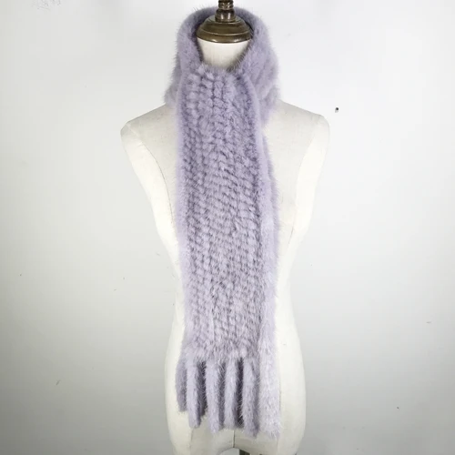 Зимний шарф из натурального меха норки, женский шарф из натурального меха норки, модный вязаный шарф из меха норки, опт и розница - Цвет: blue