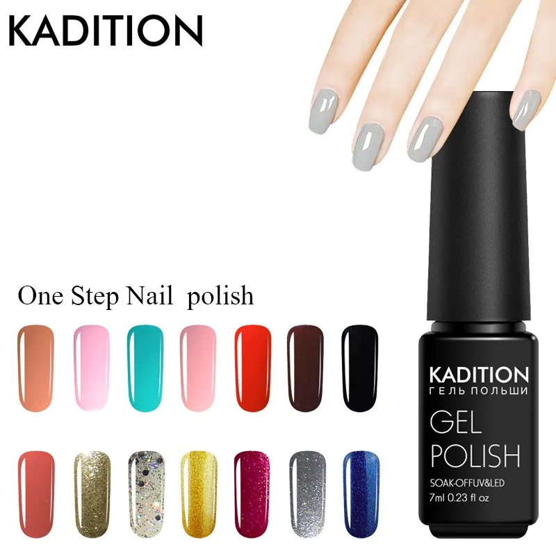 KADITION 3 In 1 No Need Top Coat Base 8ML Gel Soak Off UV LED Color One Step Semi Permanent Nail Polish for Art Varnish | Красота и