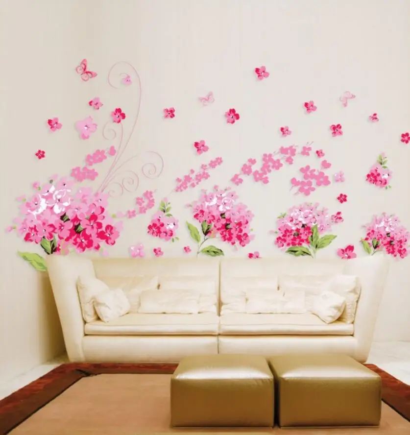 Высокое качество цветок Para Sakura DIY Съемные художественные виниловые наклейки на стену Декор Настенная Наклейка AY957