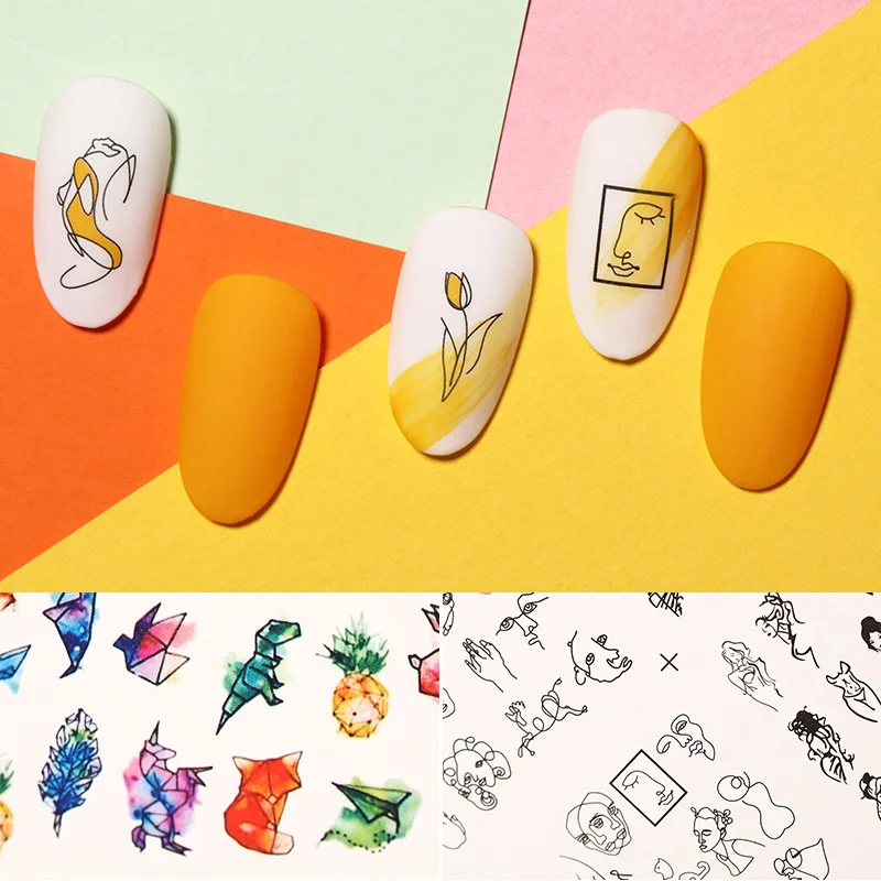 

Nail Water Decals Colorful Beauty Design Flower Animals Love Mixed Patterns Transfer Stickers Paper Nail Art Design Tools