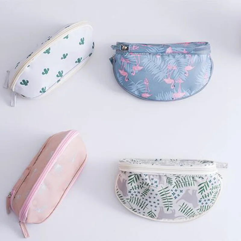 الإبداعية مزدوجة طبقة فلامنغو التجميل حقيبة تخزين كبيرة قدرة المكياج حقيبة التجميل النساء المحمولة طقم أدوات تجميل الحقيبة ماكياج C