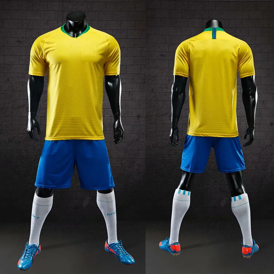 

18-19blank men's soccer T-shirt children's sports national team jersey short-sleeved shorts custom football training clothes