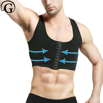 PRAYGER Male control chest binder trainer Bra Gynecomastia Chest Shaper Vest tops Men Posture Corrector Compression Shirt Corset