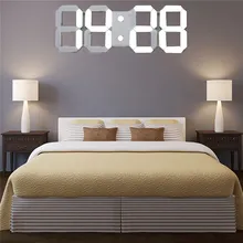Charminer White Large 3D Acrylic Digital LED Skeleton Wall Clock Timer 24 12 Hour Display Home