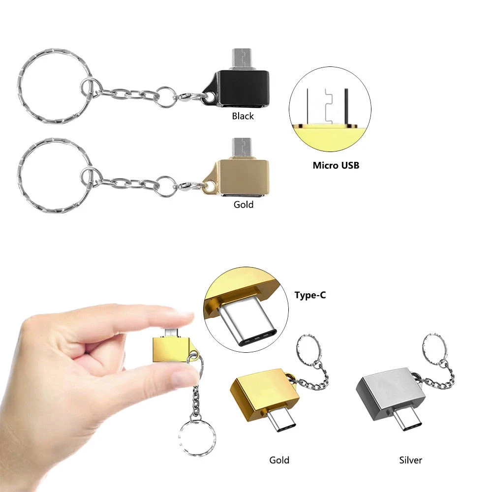 Мини металлический type-c U диск Micro USB удлинитель OTG переходник Кабель для передачи данных конвертер с брелком для iPhone Android емкость памяти