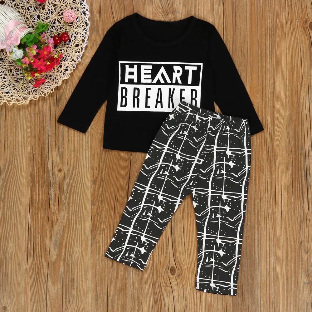 LONSANT Children Cotton Clothing Kids Baby Boy Girl Long Sleeve Letter