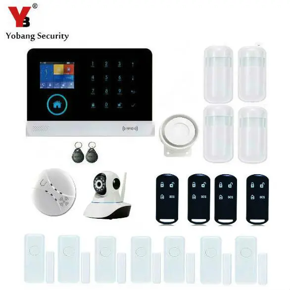 

YoBang Security 3G GPRS With Wireless Alarm WCDMA/CDMA Wireless Home Office Burglar Alarm System IOS Android APP Controls 433MHZ