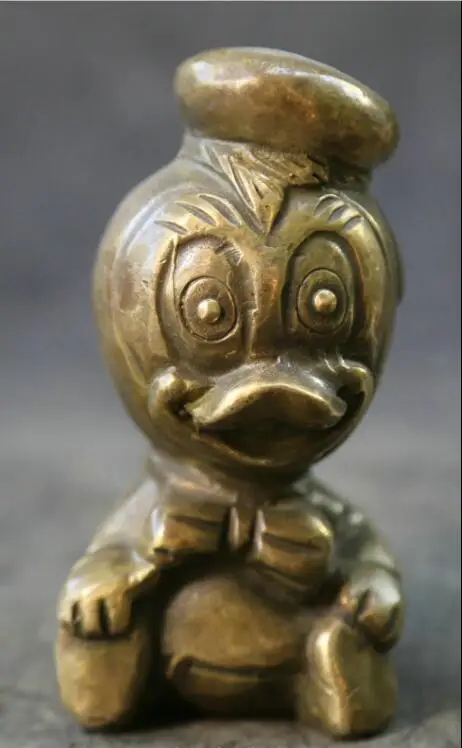 

3.5" Collect Chinese Fengshui Bronze Lovable Animal Donald Duck Collect Statue