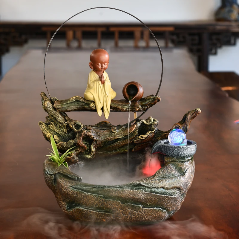  110-220V Zen Chinese Style Flowing Water Fountain Ceramic Fish Tank Desktop Ornament Bedroom Humidi - 32926079125