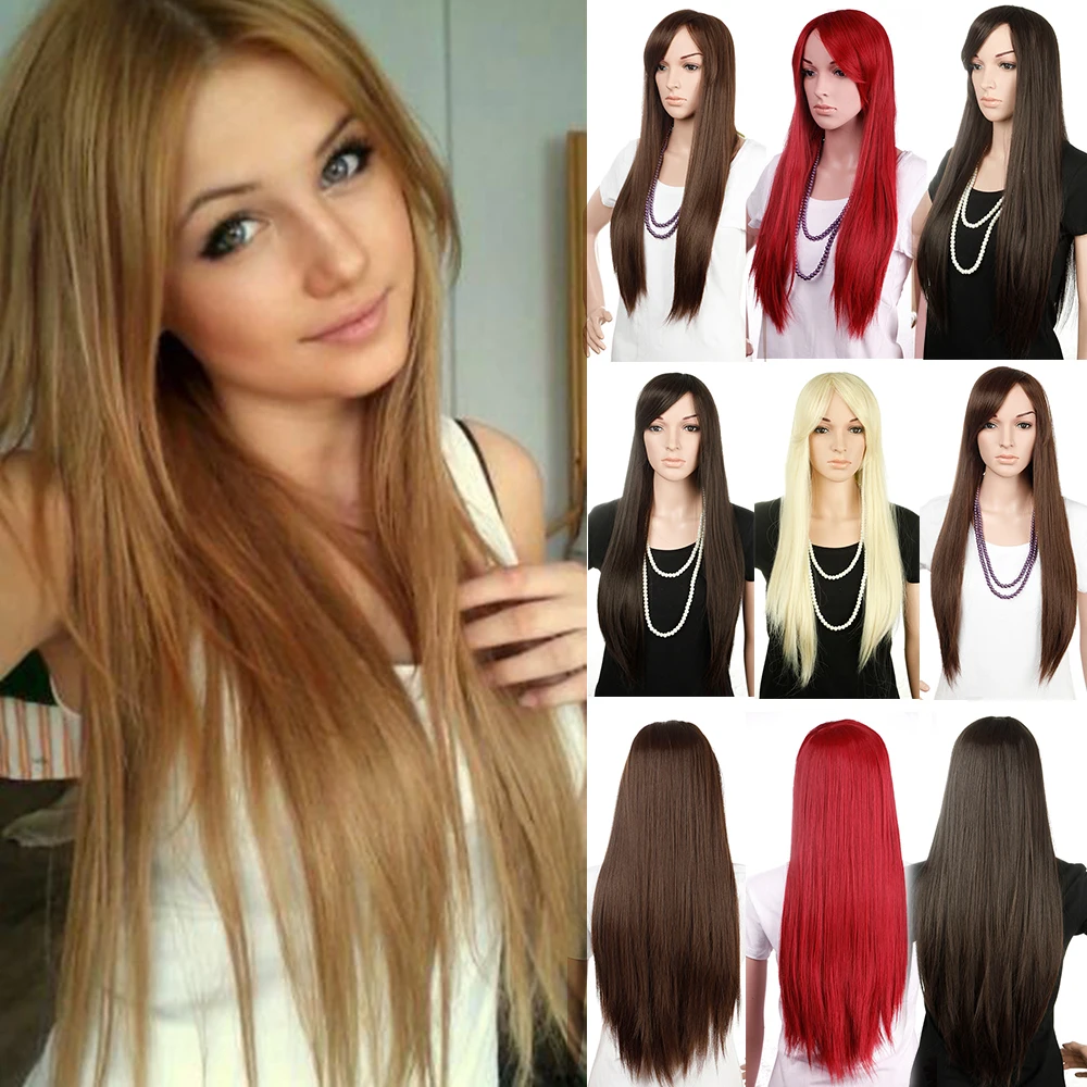 

New Sexy Long Wig Real Heat Resistant Synthetic Full Head Wigs Vogue Cosplay Party Anime Daily Hair Free Shipping