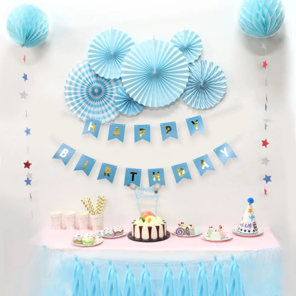 12pcs Set Blue Theme Kids Happy Birthday Kit Baby ...