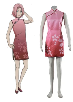 

Anime NARUTO COSPLAY Haruno Sakura COS Halloween Party For MEN&WOMEN Cosplay Chinese style cheongsam Free shipping
