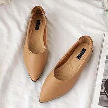 Г. Весенние кожаные туфли на плоской подошве женские мокасины с острым носком на низком каблуке Женская обувь Лоферы женская обувь без застежки женские мокасины