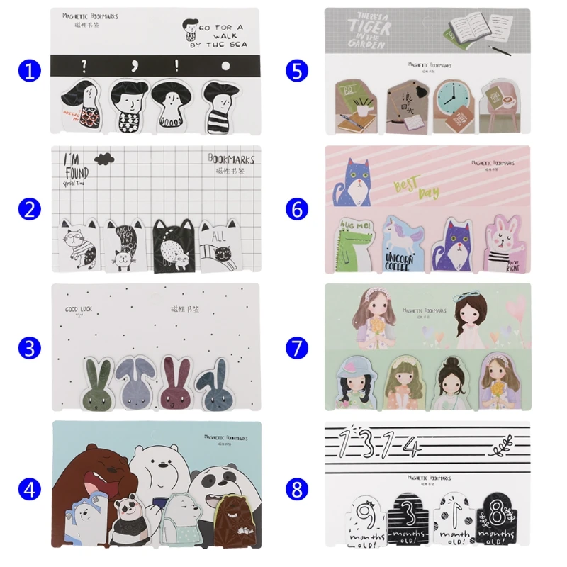Креативный Кот медведь магнитные закладки канцелярский школьный офисный поставка-закладка