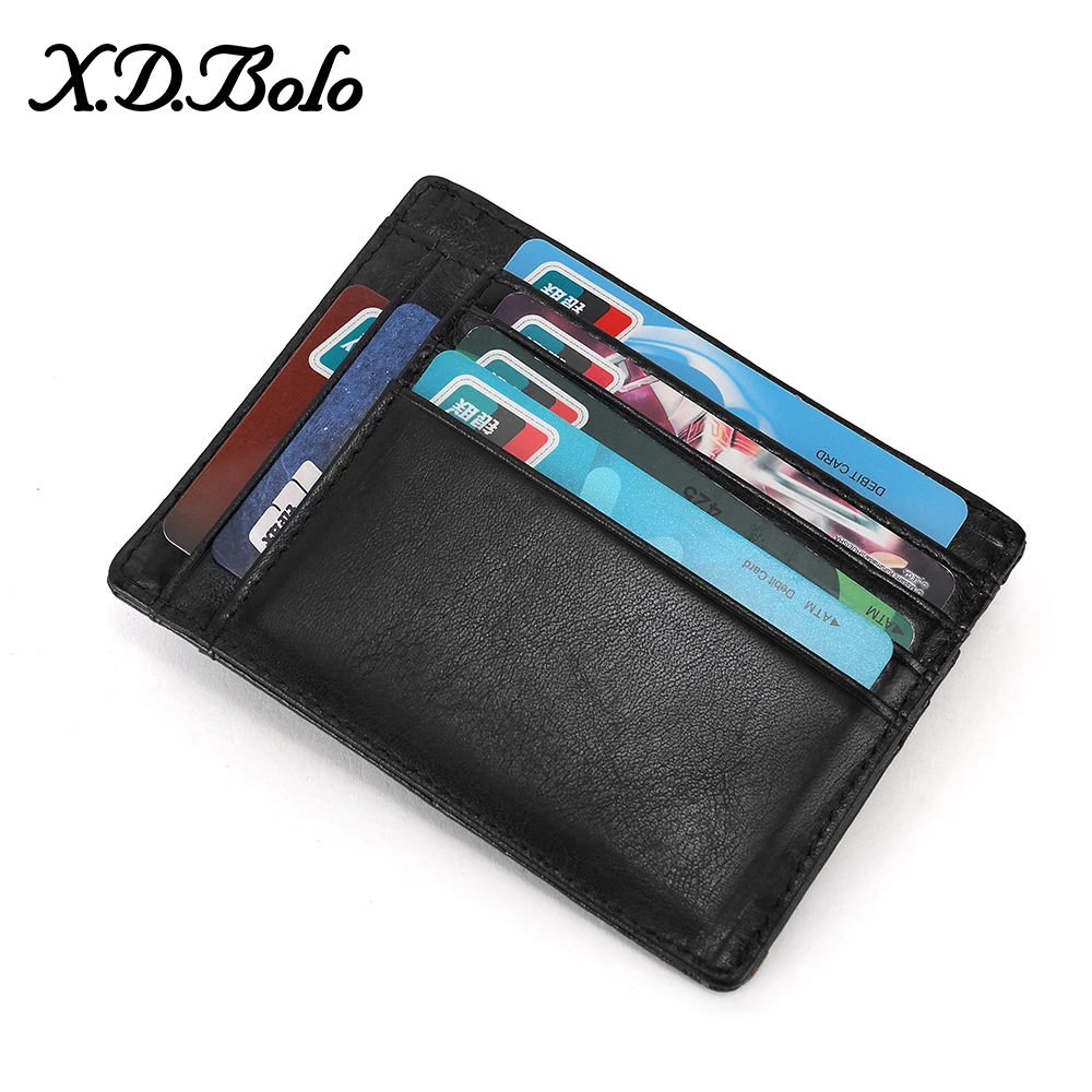 

XDBOLO Wallet Men Slim RFID Card Holder Wallet Genuine Leather Mini Wallet Male with Coin Pocket Money Wallet