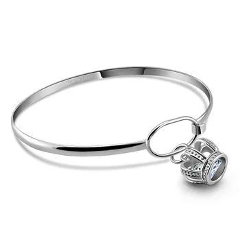 

Fashion girl sterling silver crown court pendant bracelet link chain on hand womens accessories charm bracelets bangles lady