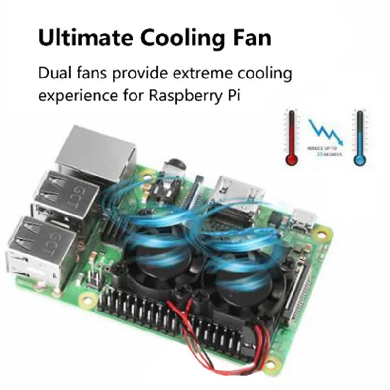 YOUNUON Raspberry Pi 3 3bPlus Dual Fan Double Cooling Fans For Raspberry Pi 2 Model B B+/Raspberry Pi 3 Model B B+/NESPi Retrofl