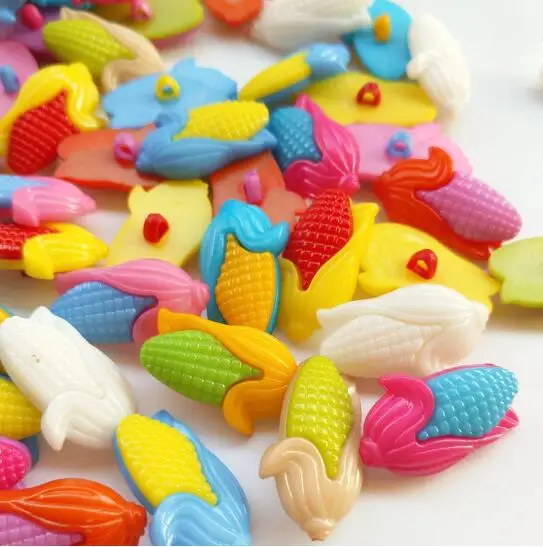 

CNCRAFT 100PCs/lot maize corn series plastic button kids cartoon clothes accessory fit brand buttons CRAFTS