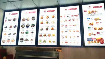 

Restaurant Indoor Wall Mounted Black Magnetic Aluminum Frame LED Lighted Up Menu Light Boxes 24"x40"