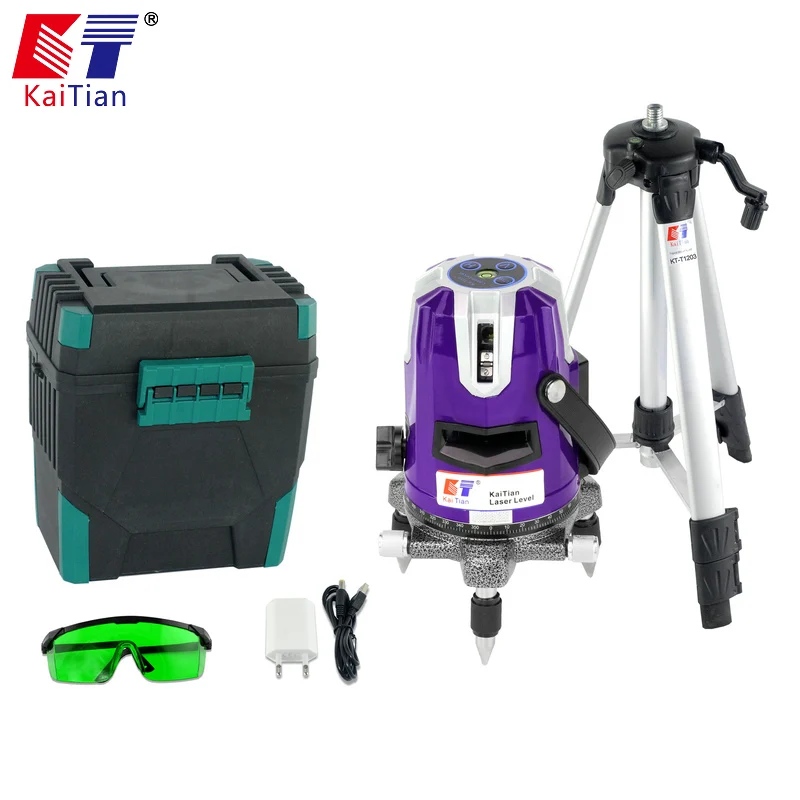 

KaiTian Green Laser Level 5 Lines Self-Leveling 360 Rotary Horizontal 532nm Vertical Lasers Beam Tripod Line Lazer Levels Tools