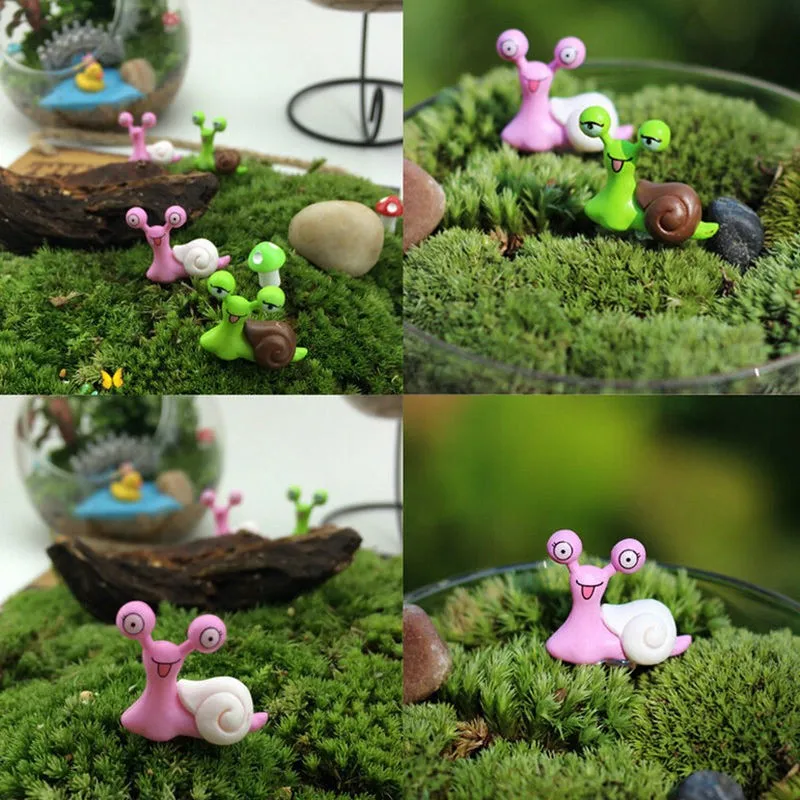 1X Miniatur Schnecke Fee Garten Dollhouse Bonsai Figurine Dekor Ornament ^
