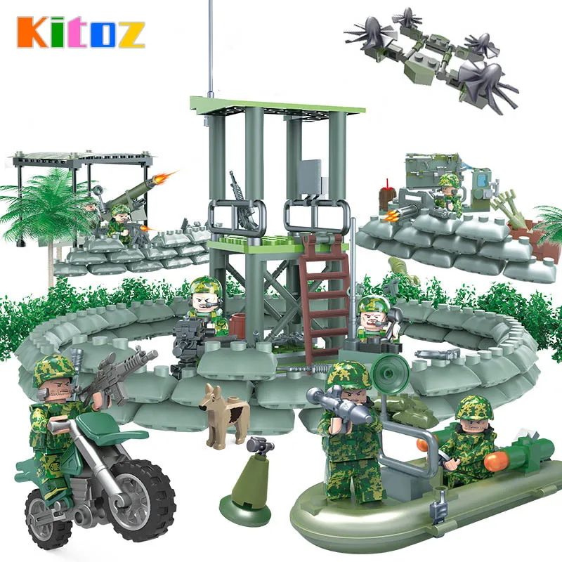 

Kitoz Jungle Commandos Special Forces Camouflage Army Figure Military Modern War Building Block Toy Compatible with lego