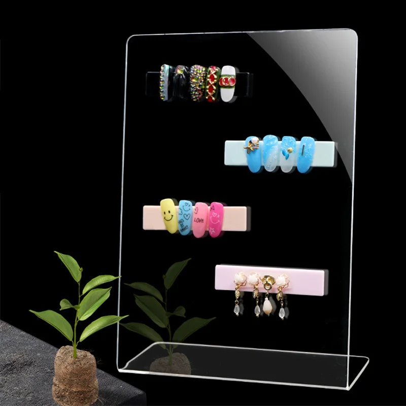 

Transparent Acrylic Nail Art Showing Shelf Finished Manicure Works Gel Polish Display Board Multi Use Base Professional Tool New
