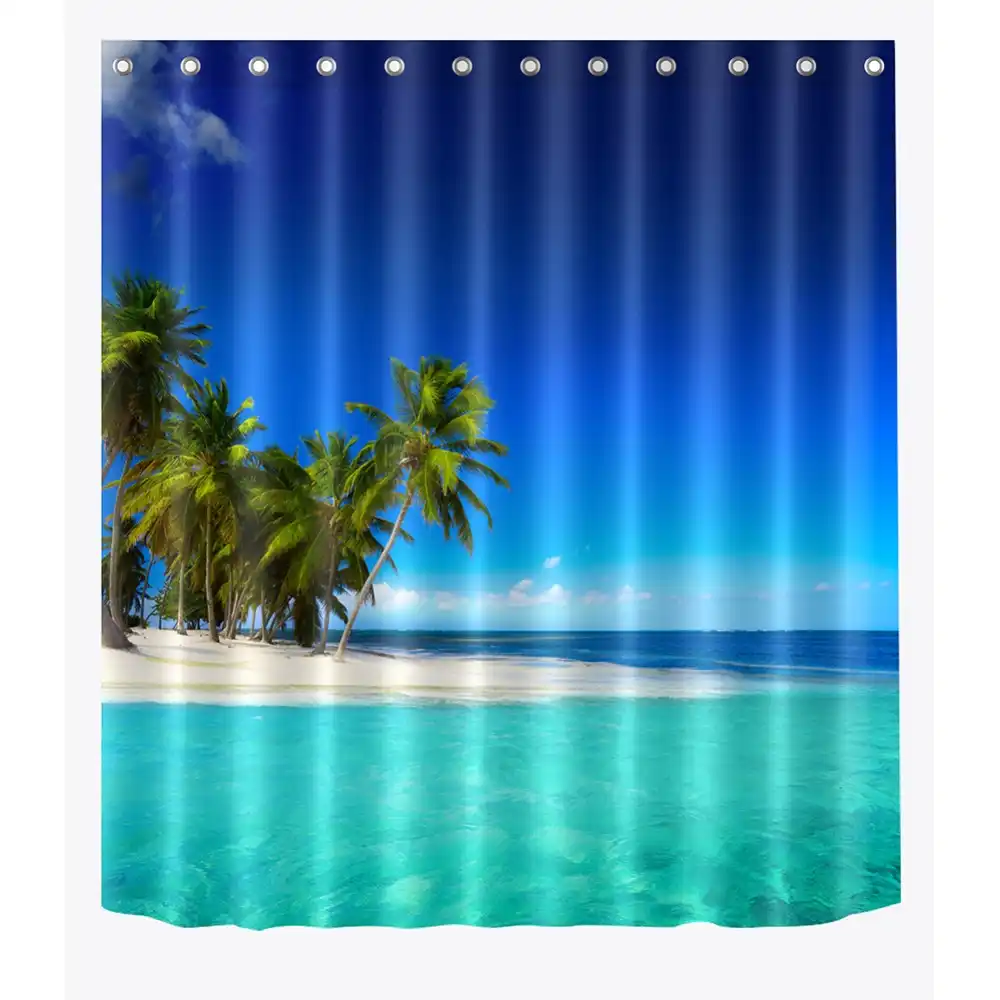 72 Sea Island Tall Coconut Trees In Beach Bathroom Waterproof