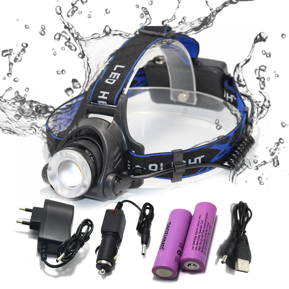 8000LM T6/L2 Led 헤드램프 줌이 가능한 헤드라이트 방수 헤드 토치 손전등 헤드램프 낚시 사냥 등, 헤드라이트 Led 전조등