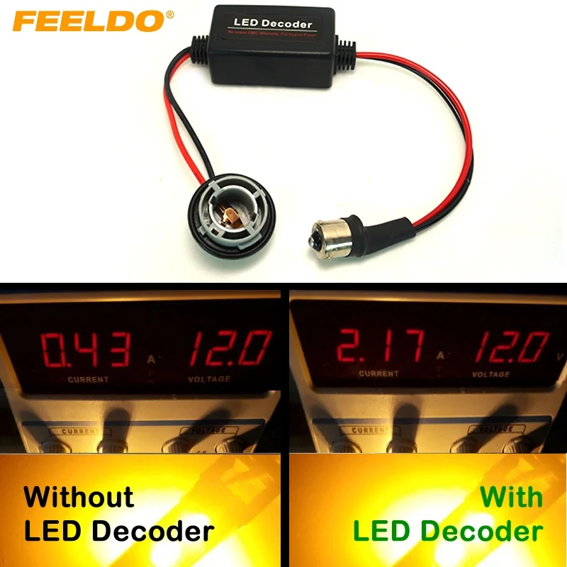 FEELDO Новый DC12V 1156/BA15s светодиодный предупреждающий декодер компенсатора