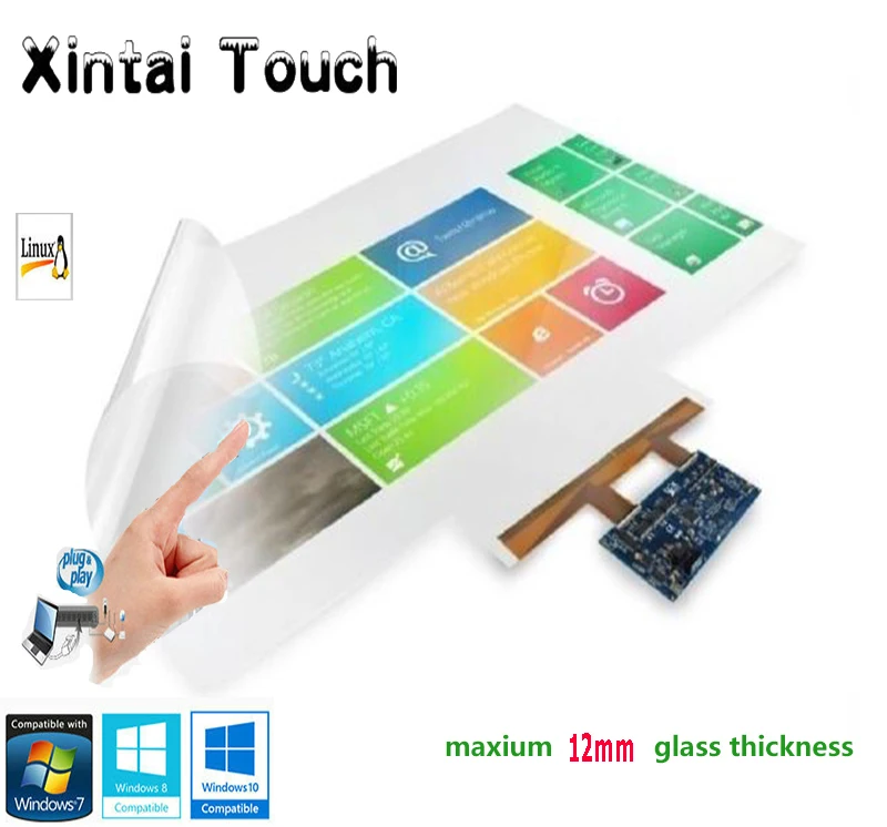 65 inch usb interactive touch foil film through glass, real 20 points