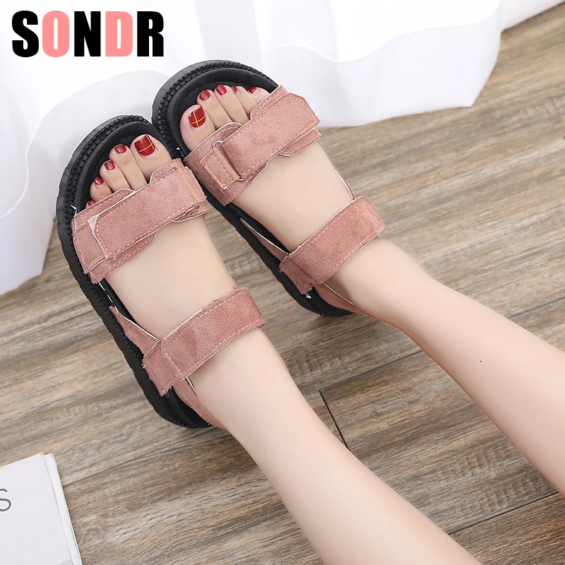 

Summer Women Sandals platform heel Leather Soft comfortable platform shoes ladies casual sandals size35-43
