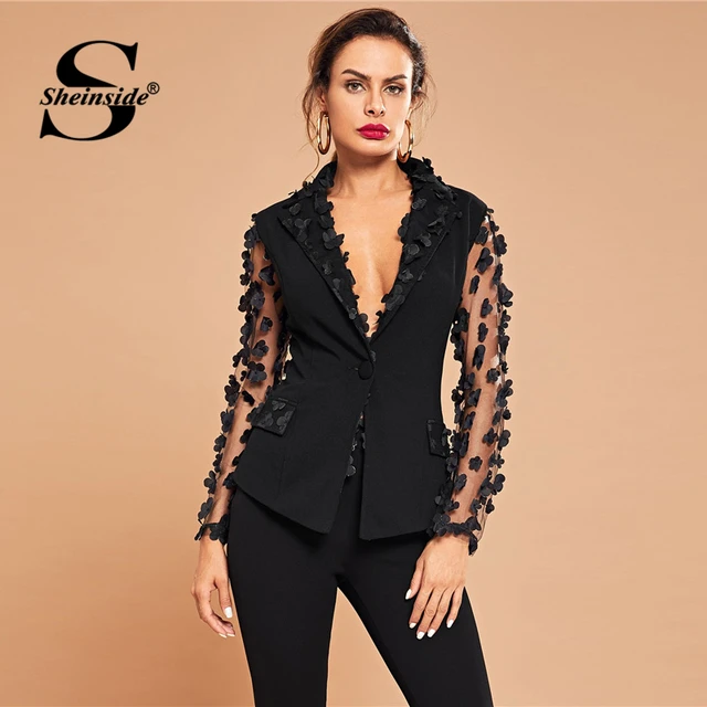 Buy Sheinside Elegant Appliques Sheer Mesh Sleeve