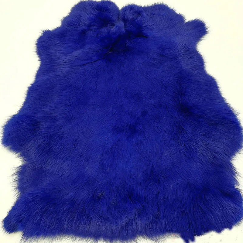 Многоцветный настоящий кроличий мех, распродажа, цельный пушистый кроличий мех, кожаный мех, сделай сам, домашний декор, аксессуары для одежды, высокое качество - Цвет: Синий