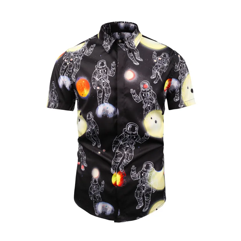 2019 New Mens Shirt Summer Mens Shirt Carmisa Hawaiian Crystal Shirts Random Slim Short Sleeved Shirt 3