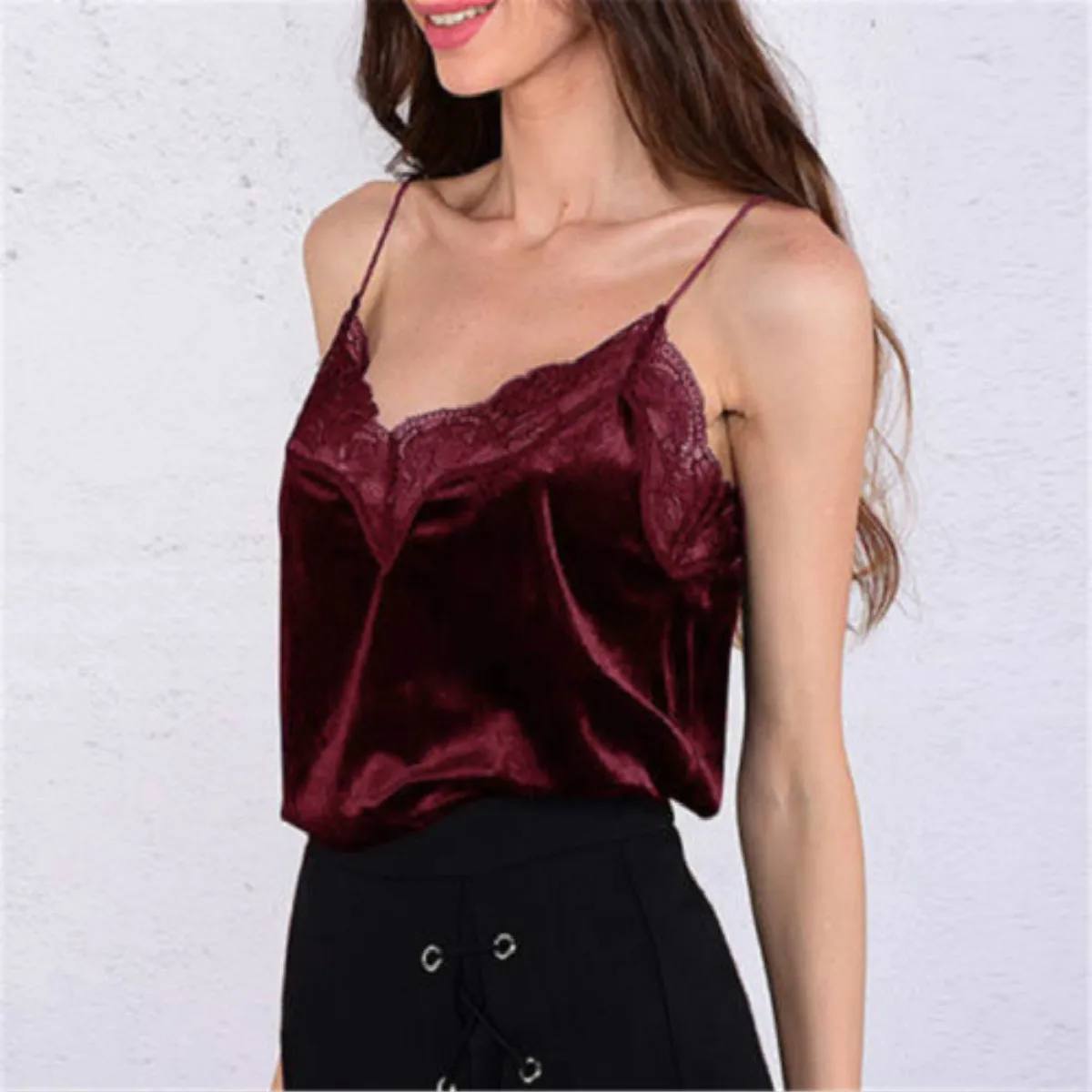 Fashion Womens Blouse V-Neck Vest Sleeveless Lace Velvet Shirt Blouse Casual Off Shoulder Tops New Hot Fashion Fashion Womens Blouse V-Neck Vest Sleeveless Lace Velvet Shirt Blouse Casual Off Shoulder Tops New Hot Fashion