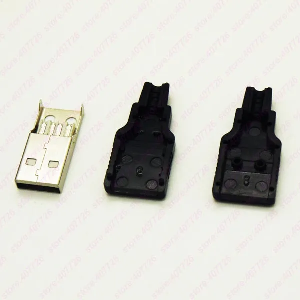 Высокое качество 10 шт. DIY USB A Тип Штекерный соединитель в сборке адаптер USB Jack 2,0 розетка с пластиковой оболочкой хвост провода диаметром 3,2